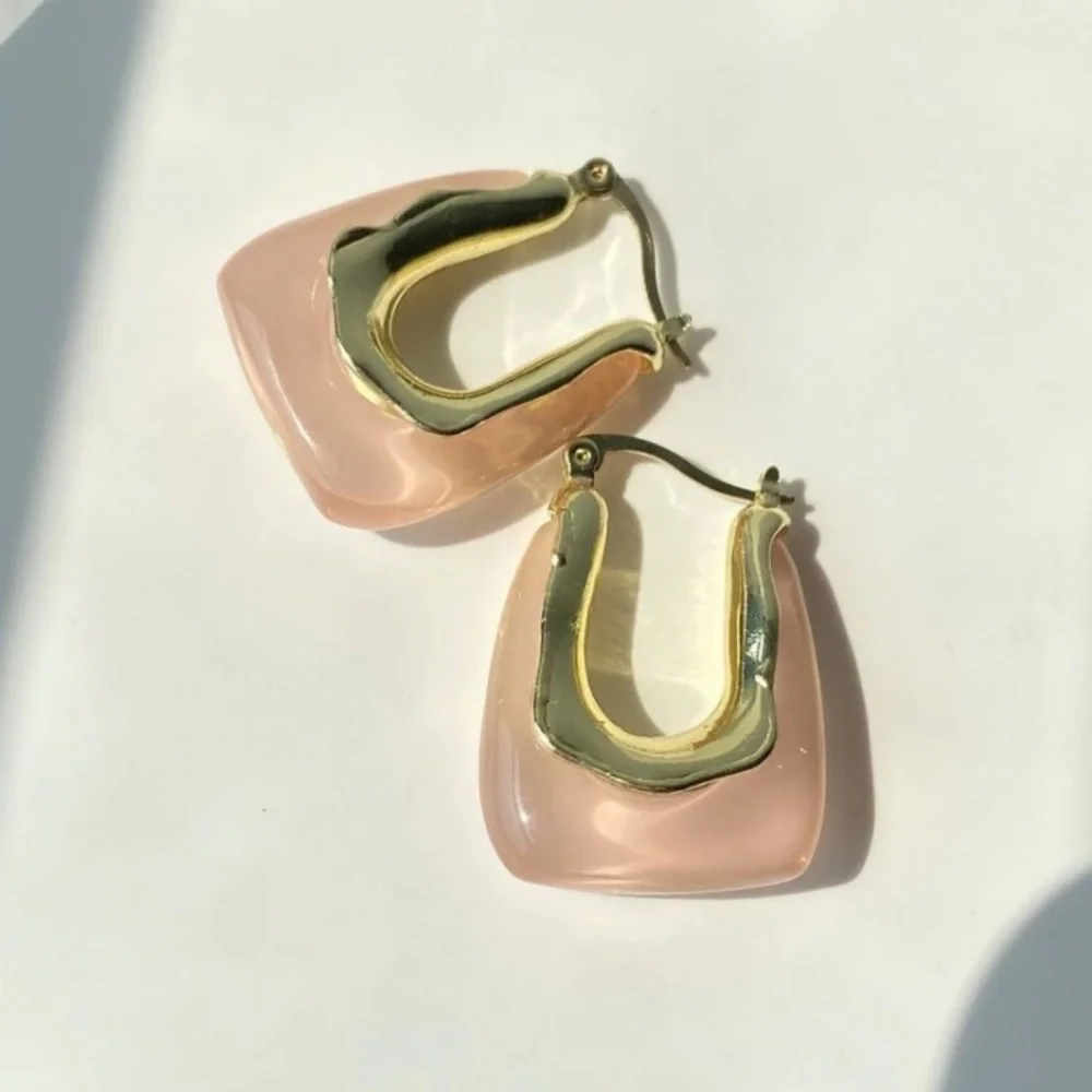 ✨ FREE Geo Minimal Boho Stone Lock Hipster Hippie Art Deco Farm Modern Earrings_2